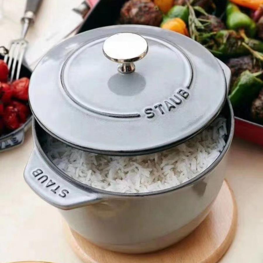 最旬ダウン staub ストウブ ラ ココット de GOHAN グレー M 16cm ご飯