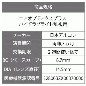 【送料無料】【処方箋不要】エアオプティクスプラスハイドラグライド乱視用　 2箱　ポスト便セット　（コンタクト 2week コンタクトレンズ 2week 乱視用  ）｜sigma-contact｜03