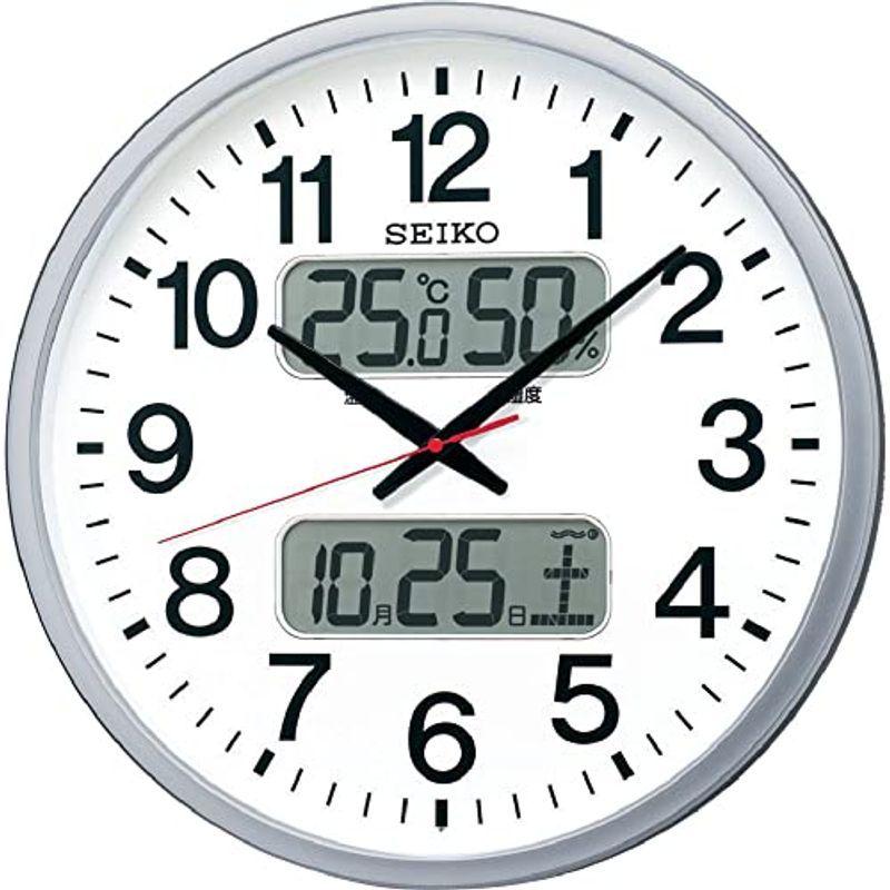 激安店舗 電波 掛け時計 クロック セイコー アナログ SEIKO KX237S メタリック 銀色 表示 湿度 温度 カレンダー 掛け時計、壁掛け時計
