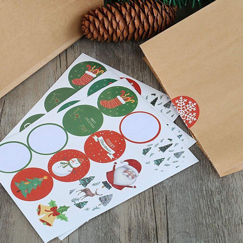 Kesote クリスマス ラッピング 袋 紙袋 角底袋 ギフトバッグ 茶色 26 5x15x9 48枚 未晒無地 クリスマス封印シール付き 適切な価格