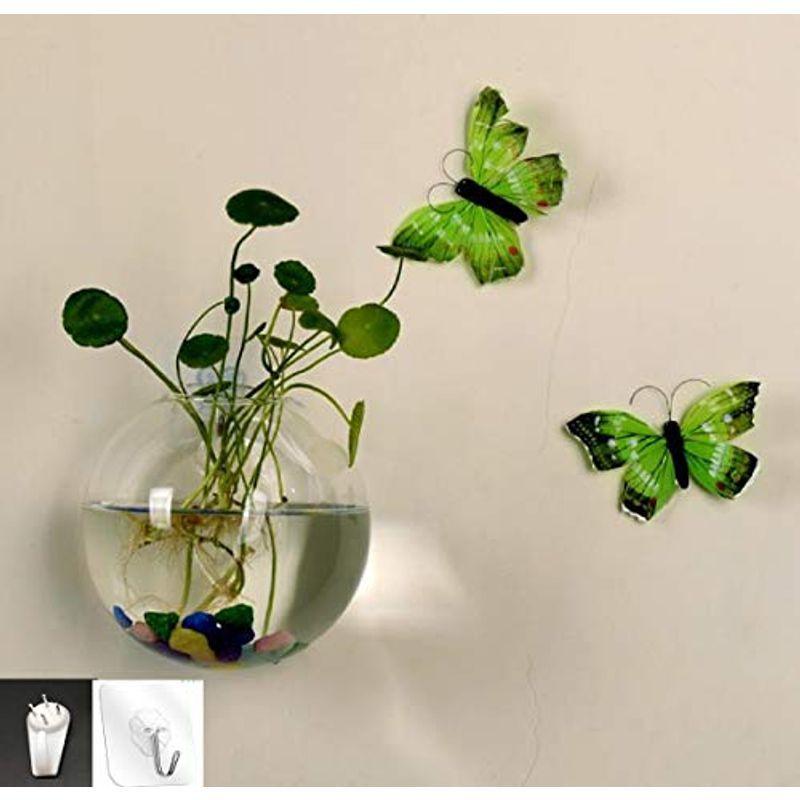 ガラス フラワーベース 丸い 花プランター ウォールデコレーション ウォールデコ 壁面収納 花器 花瓶 壁掛け 花瓶