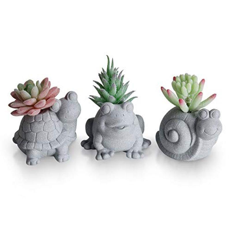 Valery Madelyn フェイクグリーン 人工多肉植物 3個セット 造花 観葉植物 ミニ 可愛い 動物