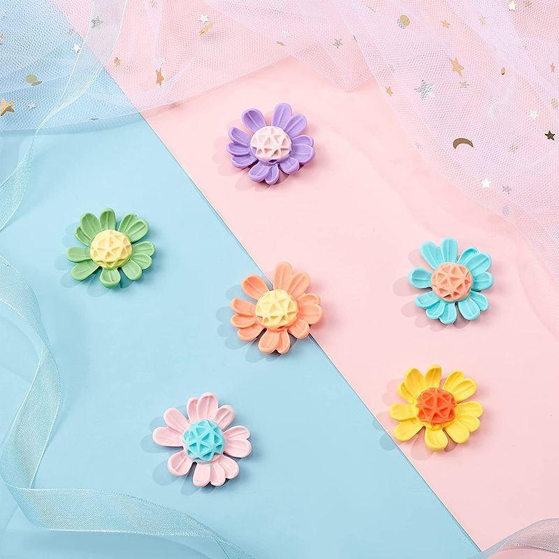 Sunnyclue 48個6色 花の便り レジンカボション 樹脂製 カボション 花 デイジー チャーム 花びら マーガレット パーツ 菊 フ 最新最全の