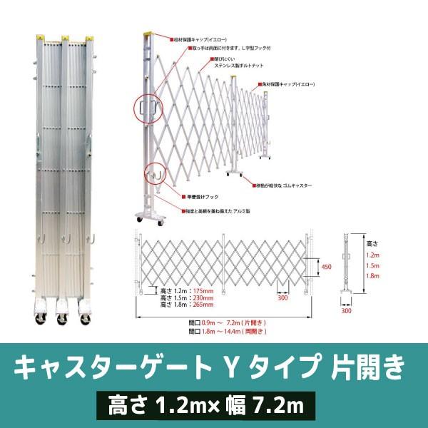 [送料見積もり品]　キャスターゲート　Yタイプ　片開き　高さ1.2m×幅7.2m