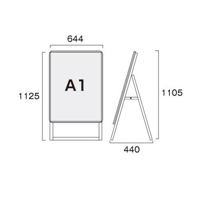 ポスターグリップスタンド看板　屋内用　A1片面　シルバー　PGSK-A1KS