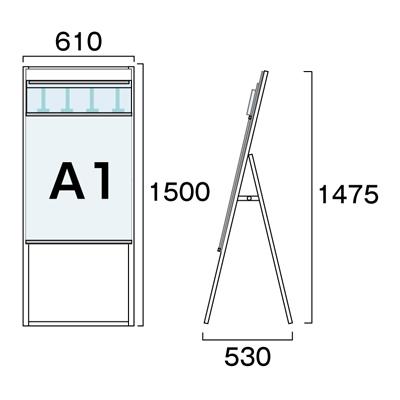 パンフレットケーススタンド看板　片面　ポスター下　A1　PCSKD-A1K