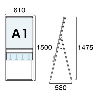パンフレットケーススタンド看板　片面　ポスター上　A1　PCSKU-A1K