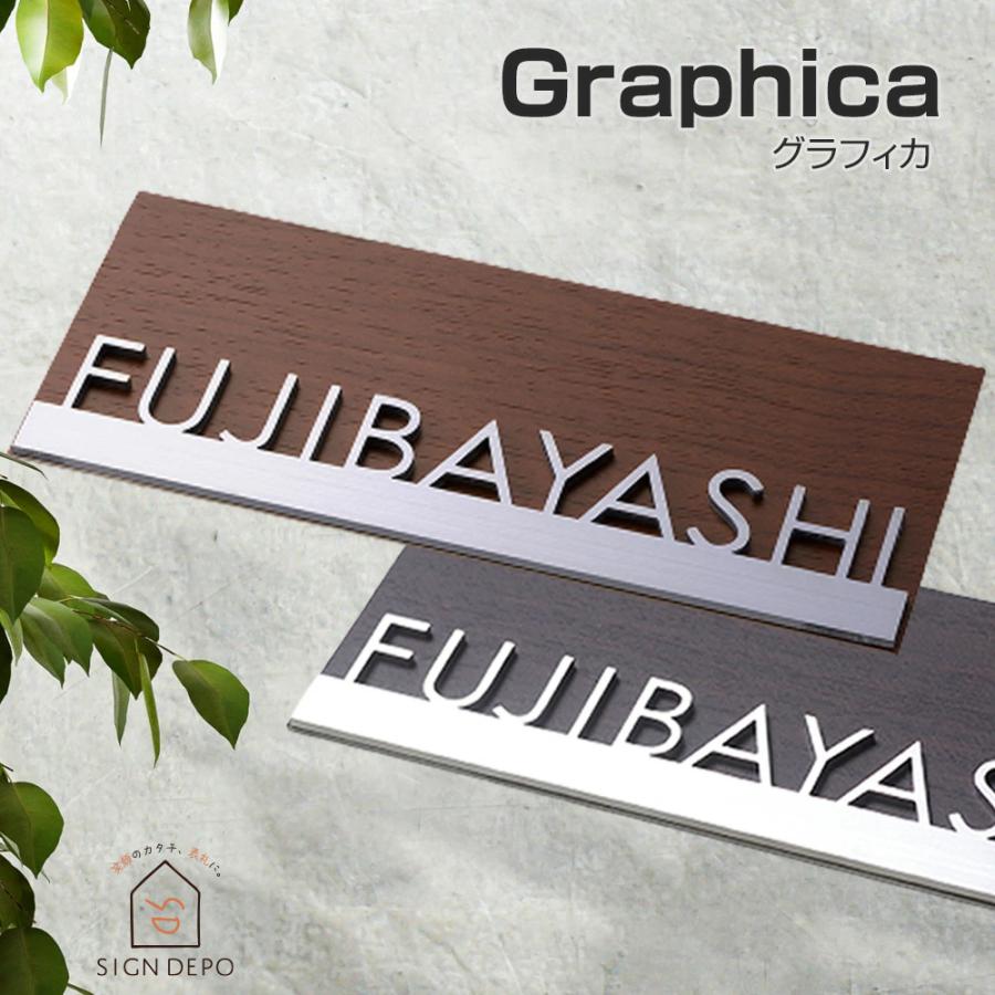 表札 ステンレス おしゃれ グラフィカ Woody ステンレス表札マンション プレート ホームサイン 切文字表札 戸