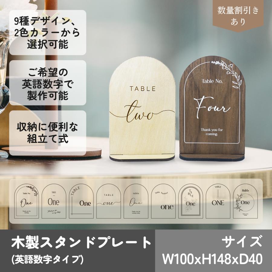 WN004 木製 卓上サインプレート 英語数字タイプ 100x148 テーブル