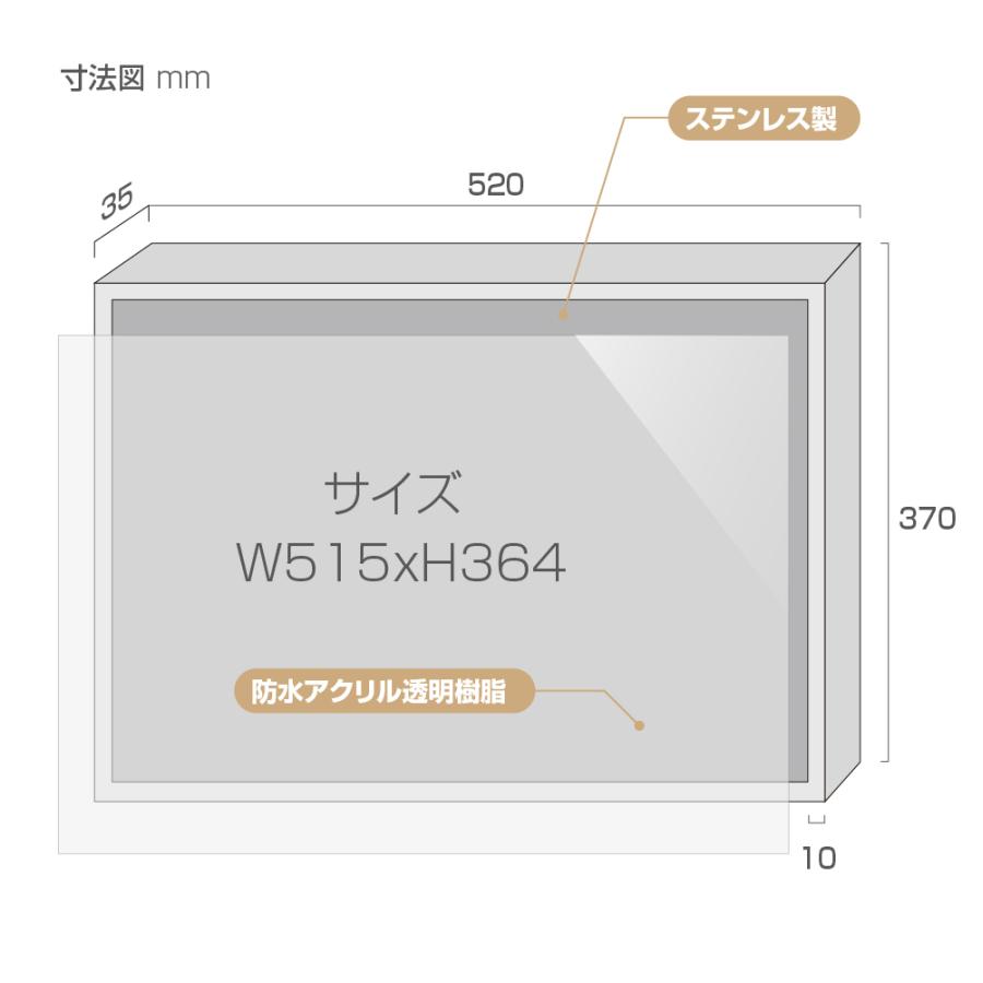 建設業の許可票 看板 ステンレス W520×H370mm 法定サイズクリア l1035