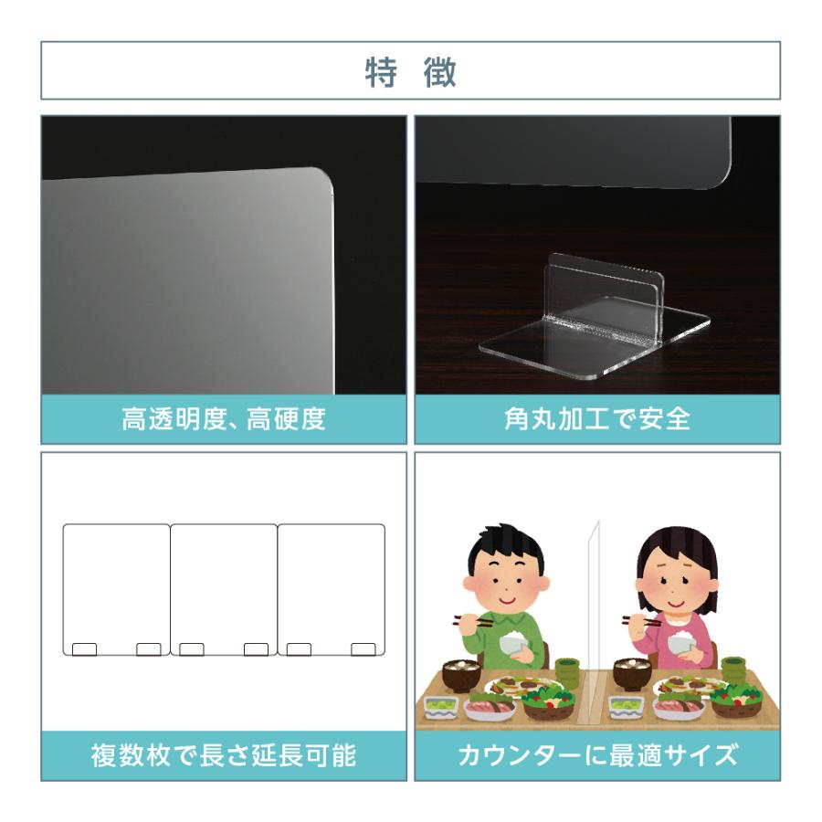 アクリルパーティション30枚 アクリルパーティション用サイドパネル2枚組／クリア