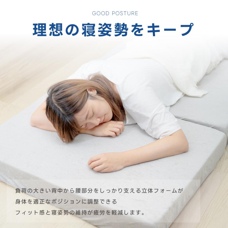 マットレス シングル 三つ折り 高反発 極厚10cm 折りたたみ ベッド