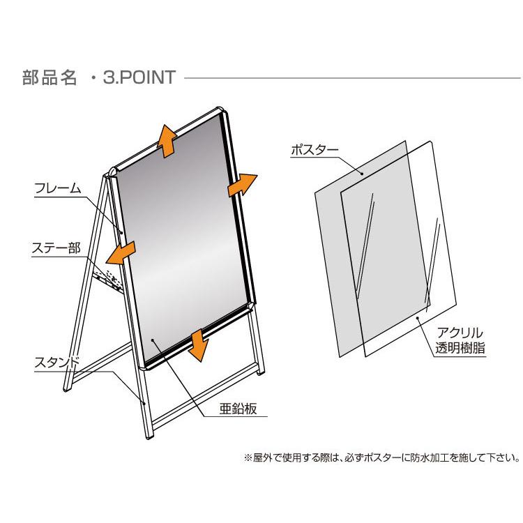 【送料無料】【2個セット！】ポスターパネルスタンド a1 両面 シルバー h1200mm 幅32mm グリップ式 A型看板【法人名義：代引可】jc-a1-d-2set｜signkingdom｜08