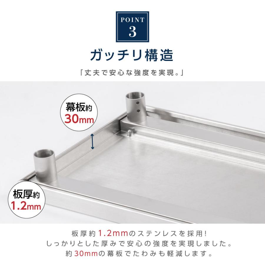 日本製造 三方枠 ステンレス 作業台 業務用 コンロ台 高さ800mm