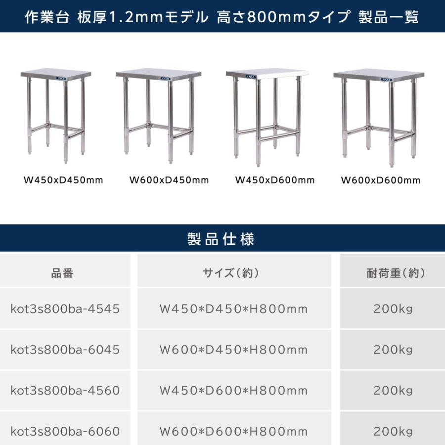 日本製造 三方枠 ステンレス 作業台 業務用 コンロ台 高さ800mm