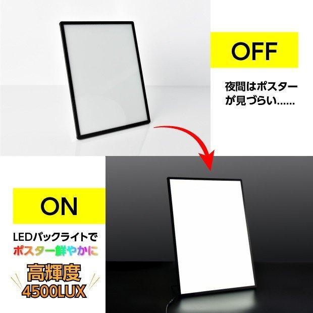 LEDポスターパネル　A1　薄型　ライトパネル　発光　壁掛け　アルミ　卓上　掲示　ライティングボード　屋内　軽量　店舗看板　light　led-pu-a1