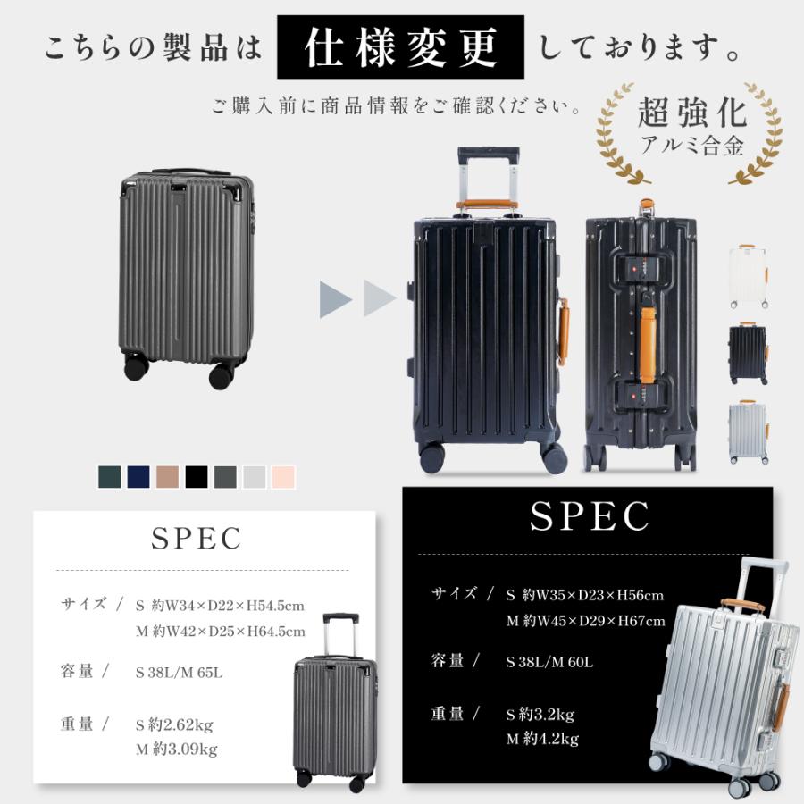 スーツケース 2026進化 フレームタイプ 機内持込可能 S/Mサイズ 38L