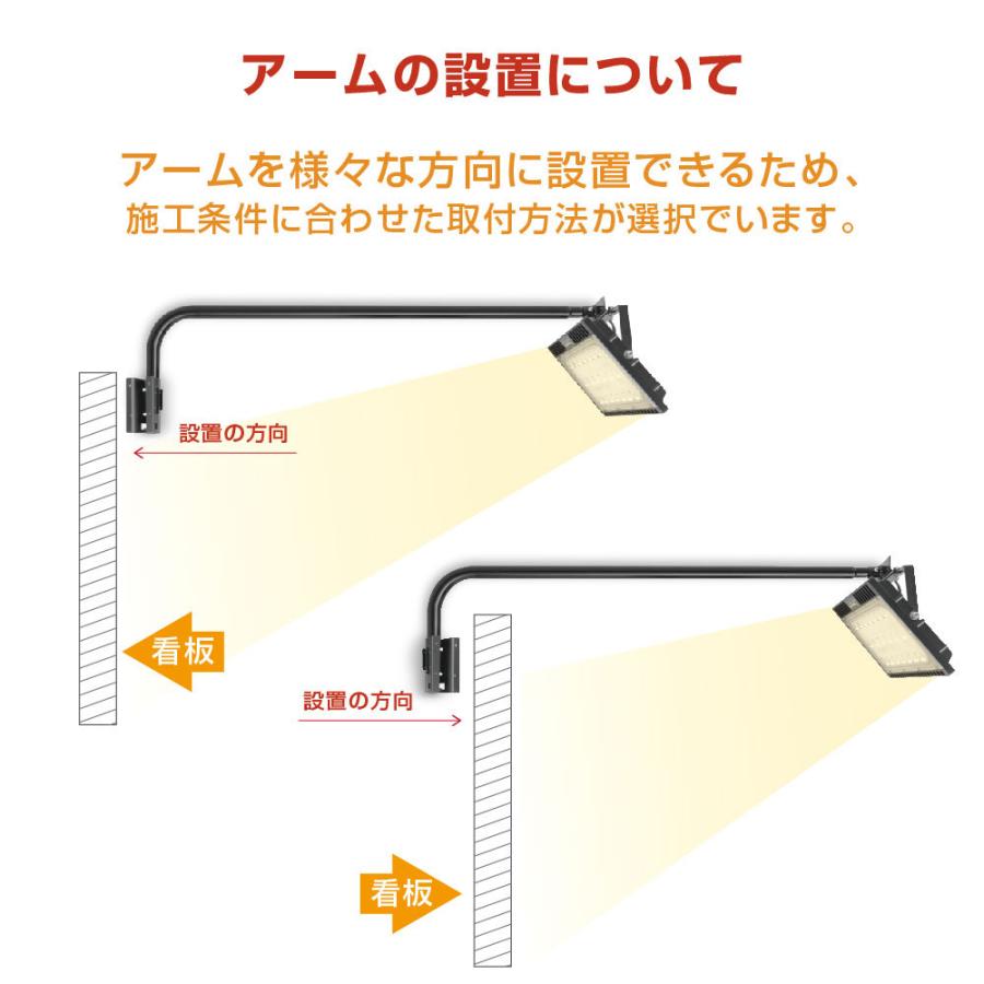 あすつく LED投光器 100W相当 防水 アームセット 60cm 90cm 屋外用 昼光色 電球色 IP65 広角120度 ホワイト LED投光機 照明 ポータブル投光器  stledwh100｜signkingdom｜09