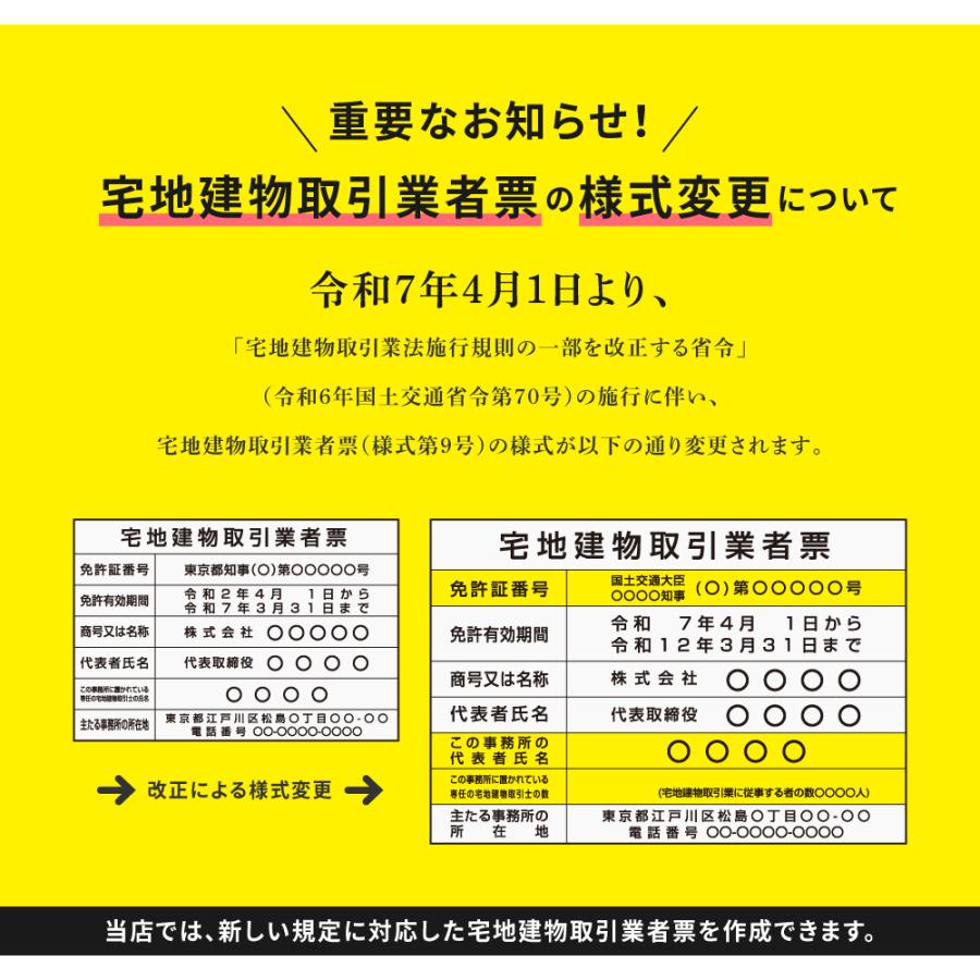 令和6年7月1日改訂版】 2枚セット宅地建物取引業者登録票＋宅建報酬額