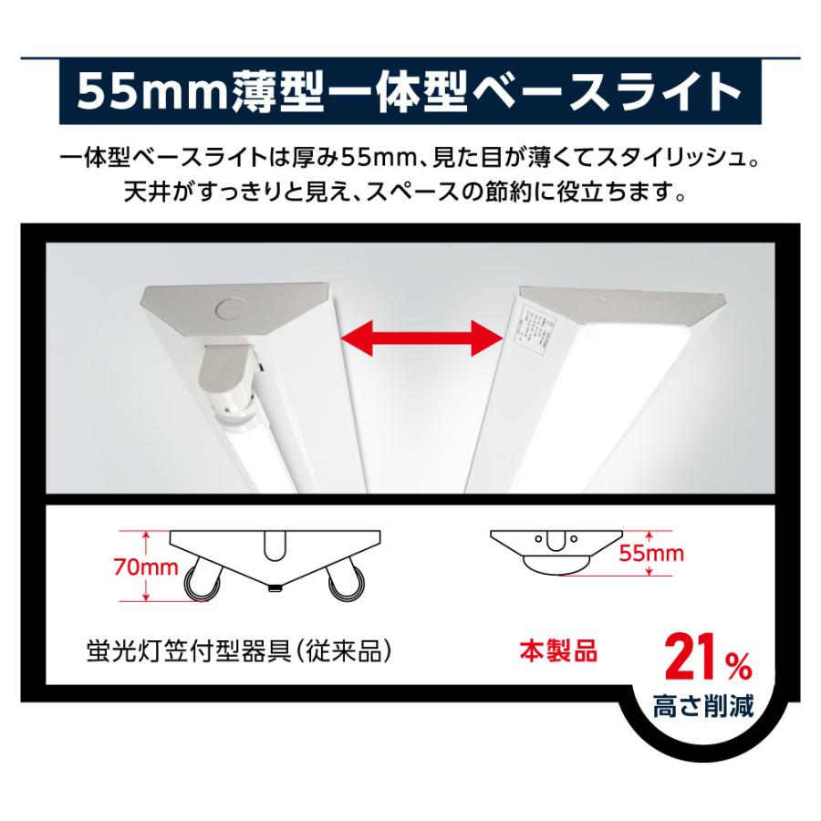 ledベースライト 40W型 2灯相当 逆富士 LED蛍光灯 薄型 器具一体型 一
