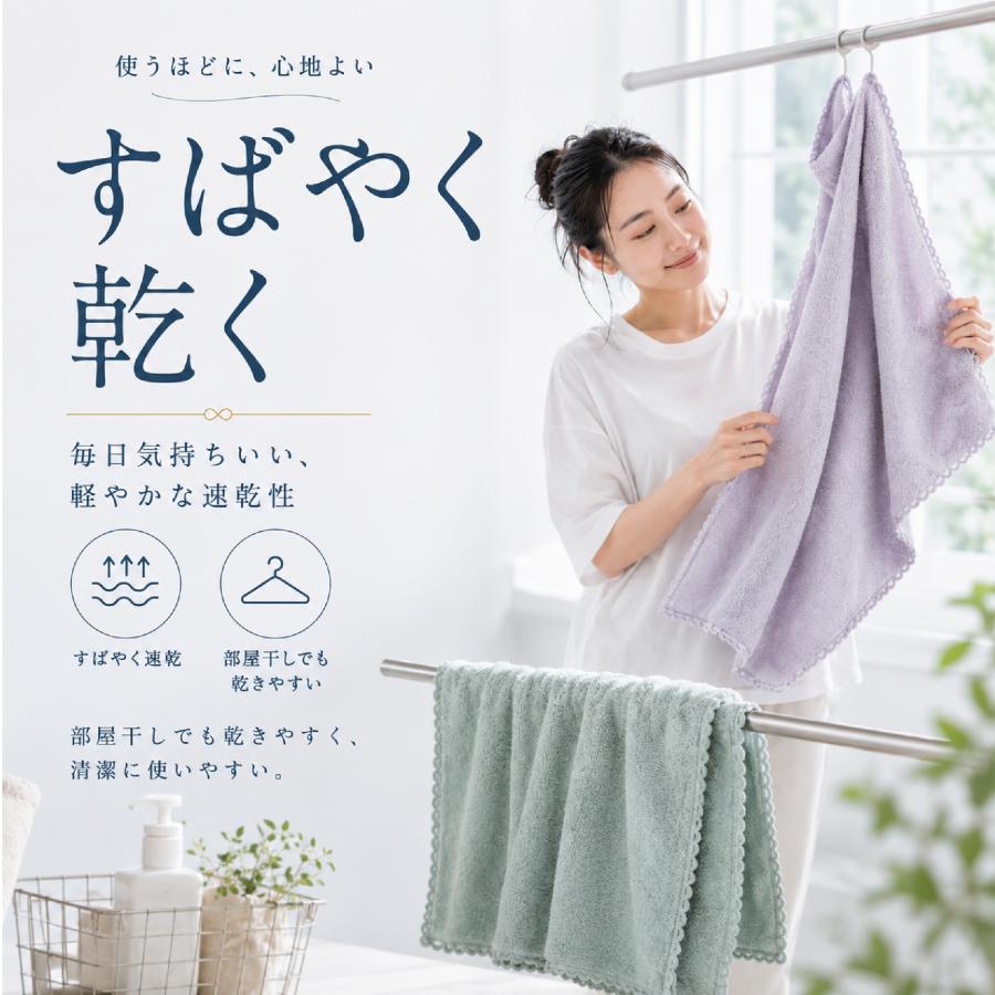 タオル フェイスタオル 2枚セット 超吸水 速乾 ふわふわ 厚手 大判 4