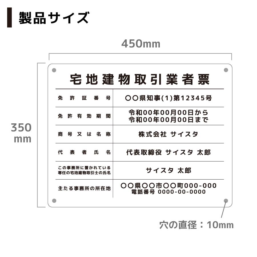 宅地建物取引業者票 看板 標識 宅建 建築 宅地建物 アクリル 錆びない 看板製作 おしゃれ 業者票 登録票 不透明 白 壁付け シンプル｜デザイン：E003 ホワイト｜signstyle-y｜04