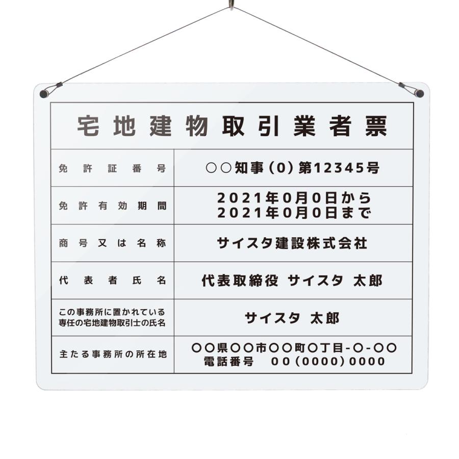 宅地建物取引業者票 吊り下げ 看板 標識 宅建 建築 宅地建物 アクリル アクリル 錆びない 看板製作 おしゃれ クリア 透明 吊し｜デザイン：E001 クリア ver｜signstyle-y｜14