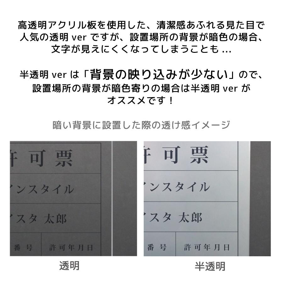 宅地建物取引業者票 報酬額表 看板 宅建 宅地建物 不動産 アクリル 宅建業者票 透明 クリア 半透明 乳白｜宅地建物取引業者票+報酬額表セット 卓上タイプ｜signstyle-y｜12