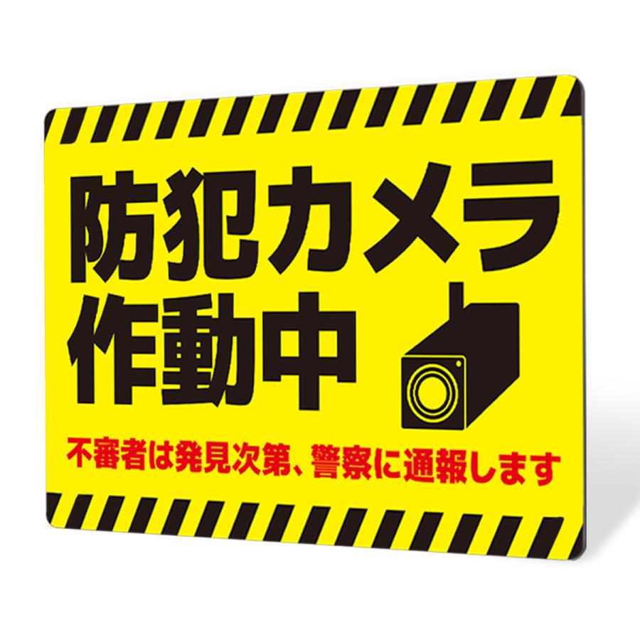 看板 標識 看板製作 デザイン おしゃれ 防犯 防犯カメラ 監視カメラ アルミ複合板 プレート看板 屋外 パネル看板 注意看板 案内板｜防犯タイプ_D004 Lサイズ｜signstyle-y｜03