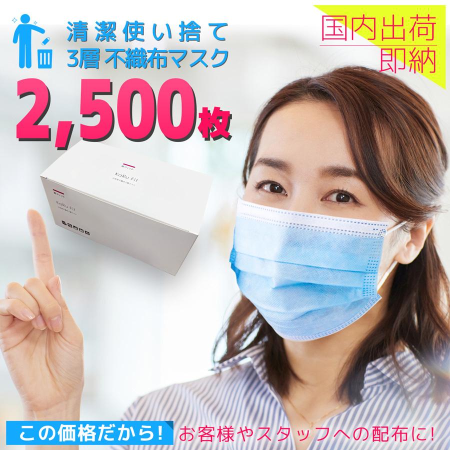マスク プリーツマスク 不織布 感染対策 ウイルス対策 感染予防 レギュラーサイズ 花粉症 男女兼用 3層構造 使い捨て 不織布マスク 2500枚 50枚入り 50箱 青 Mask2500 サインスタイルyahoo 店 通販 Yahoo ショッピング