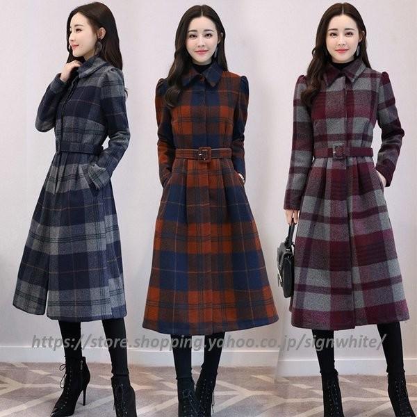 内祝い ロング丈 コート ワンピース レディース 秋冬 ダッフルコート ベルト付き キレイめ ラシャ混コート ロング チェック柄 おしゃれ 着痩せ 30代 40代 結婚式 Heirloomedblog Com