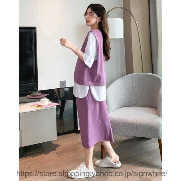 Sale 78 Off マタニティセットアップ トップスtシャツ ベスト スカート ゆったり 可愛い カジュアル 産前産後 マタニティウェア ママ服 妊婦服 ブルー パープル M L Xl Materialworldblog Com
