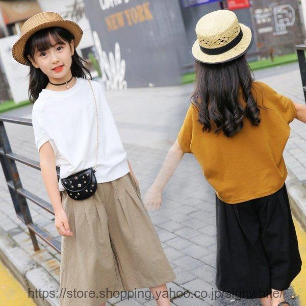 人気ショップ 部屋着 ガウチョパンツ女の子 Tシャツ 子供服 韓国 キッズ セットアップ パジャマ ゆったり カジュアル 大きサイズ 無地 ハーフパンツ Tシャツ サイズ 160cm Www We Job Com
