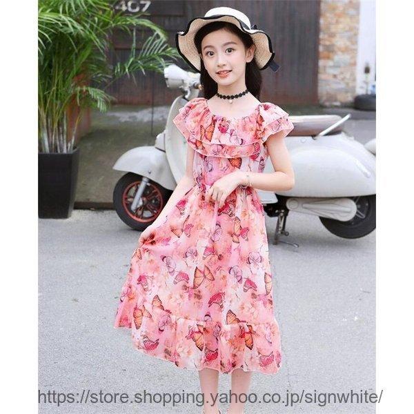 ワンピース キッズ 女の子 洋服 マキシワンピース ロングワンピース ガールズ 子供服 半袖 フレアワンピース 夏 カジュアル 水玉柄 ジュニア 大きな取引