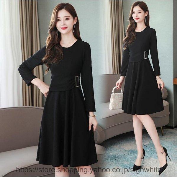 ワンピース レディース 40代 きれいめ 長袖 上品 春秋 膝丈ワンピース ワンピース 丸首 大きいサイズ パーティードレス 韓国風 おしゃれ 通勤 着痩せ 新品 激安ブランド