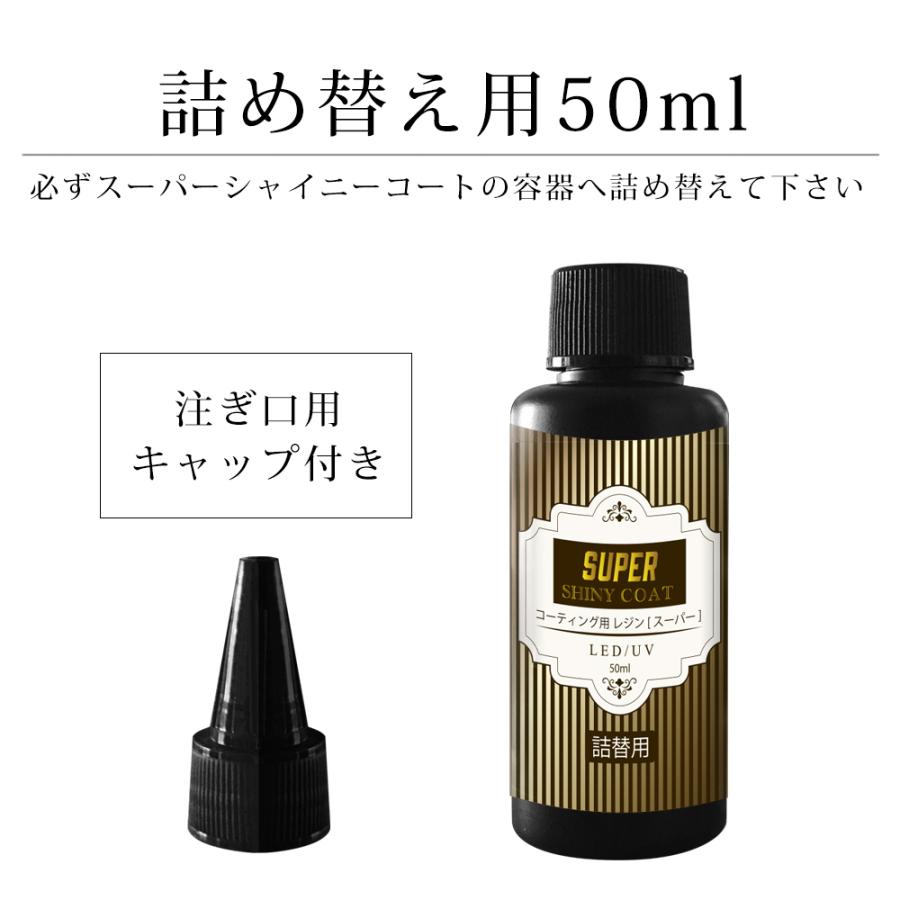 詰め替え用ボトル　コーティング剤　コーティング用レジン　スーパーシャイニーコート 50ml　ハンドメイド　ブラシ付　UV/LED｜siirehonpo