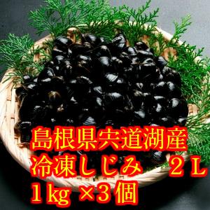 【砂抜済】【父の日】宍道湖産 チャック付パック 冷凍しじみ 味噌汁 ２Ｌサイズ(殻幅12mm〜14mm)1Kｇ入り 3個｜sijiminokousui