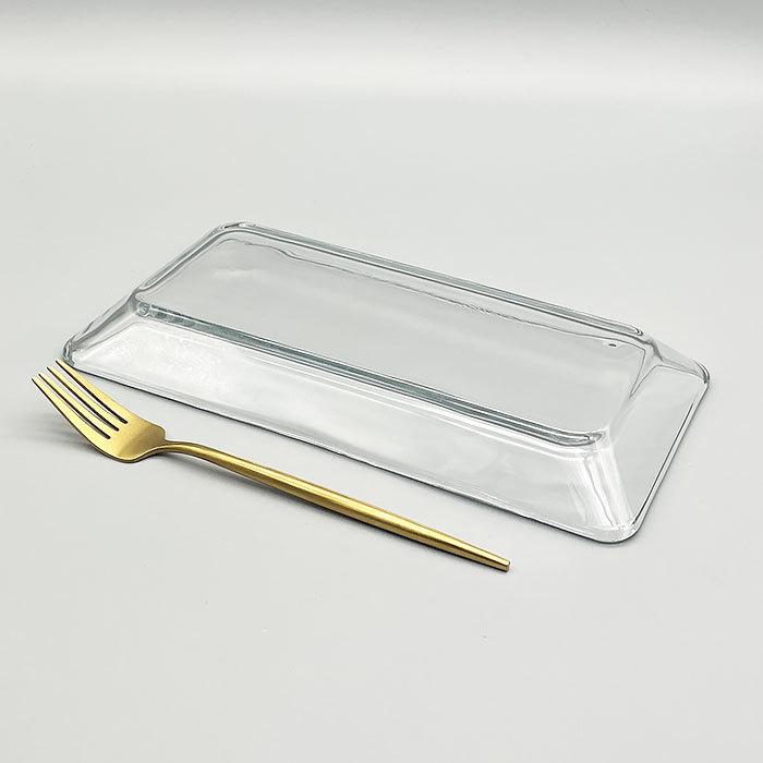 長方形ガラスプレート 24cm メキシコ製 ガラス食器 洋食器 お皿 角皿