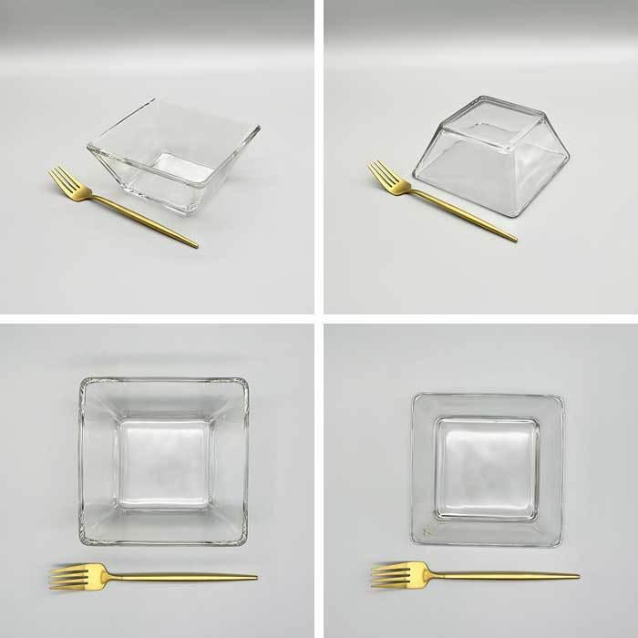 スクエアガラスボウル 14cm メキシコ製 ガラス食器 洋食器 中鉢