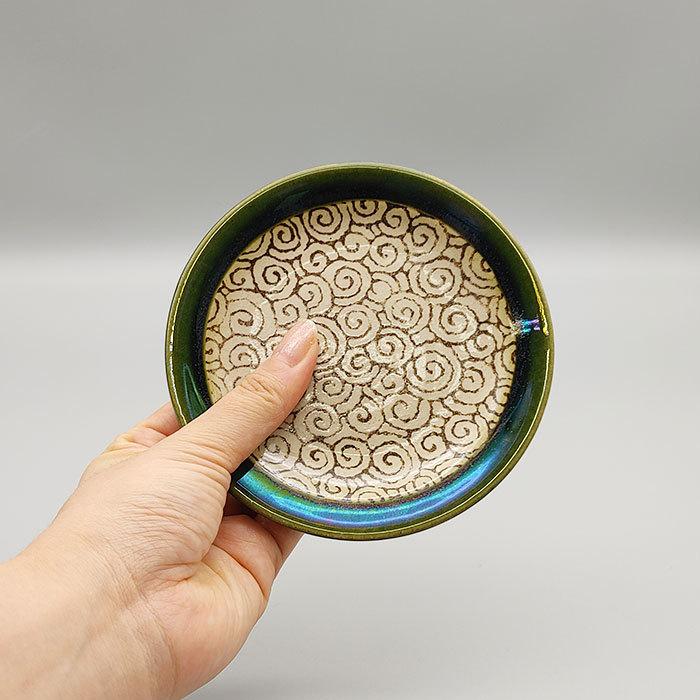 萌えみどり GY 四寸丸皿 12cm 日本製 国産 瀬戸焼 和食器 陶磁器