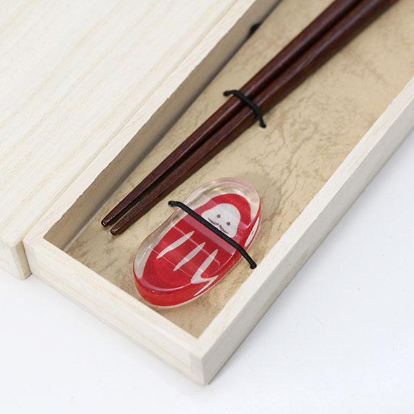 箸 箸置き セット 木製 漆塗り 木箱 吉兆 夢 だるま 1膳 おはし
