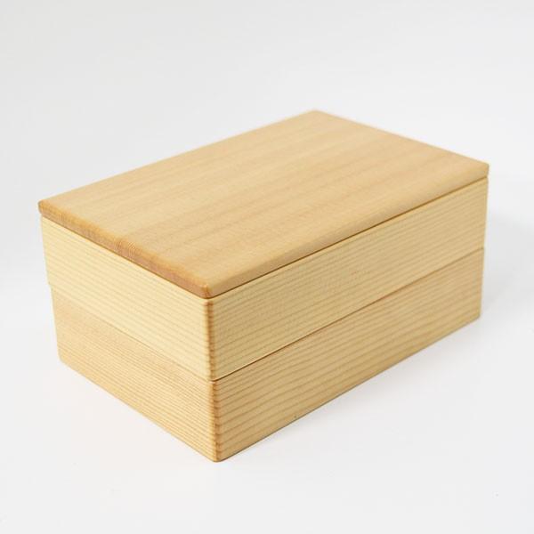 江戸 二段 弁当箱 ナチュラル 木製 越前漆器 長角 2段 国産 お弁当箱