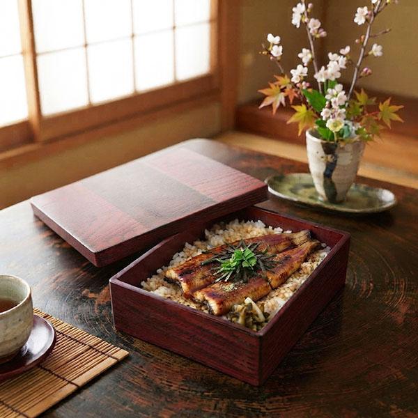 丼重 うな重 弁当箱 木製 お弁当箱 長角 根来 塗り 赤 800ml 漆器 食器