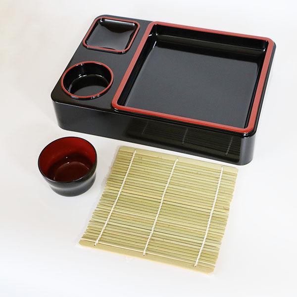 そば皿 蕎麦猪口 竹すのこ セット 日本製 萬葉重 漆器 角 四角 角そば