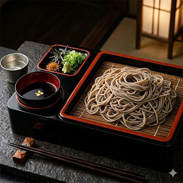そば皿 蕎麦猪口 竹すのこ セット 日本製 萬葉重 漆器 角 四角 角そば