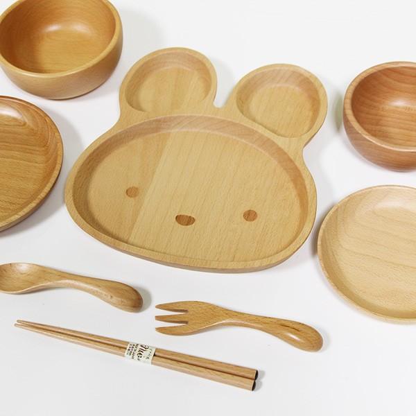 こども食器セット 木製 8点セット うさぎ キッズ 子供食器セット ベビー 子ども用 誕生日 ギフト 出産祝いの画像