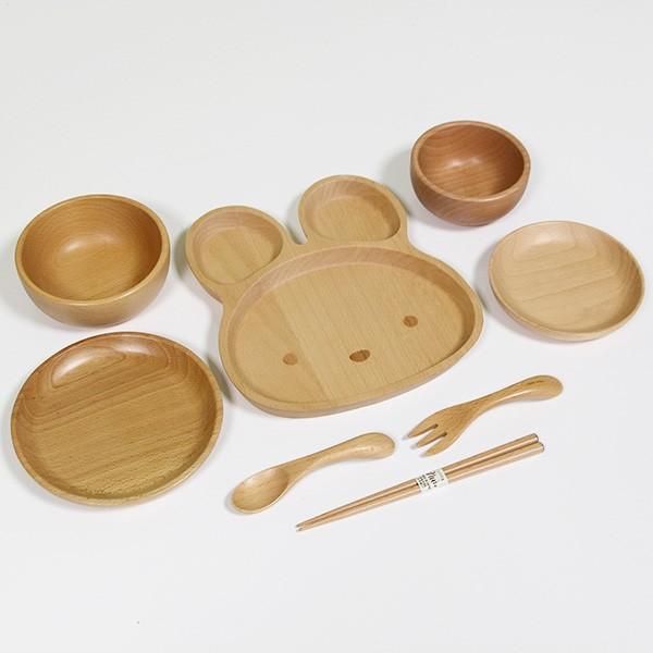 こども食器セット 木製 8点セット うさぎ キッズ 子供食器セット ベビー 子ども用 誕生日 ギフト 出産祝いの画像