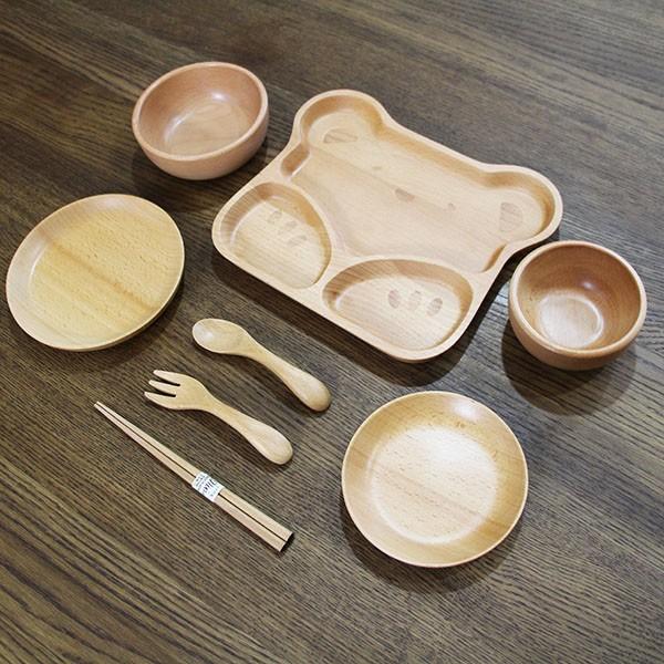 こども食器セット 木製 8点セット くま キッズ 子供食器セット ベビー 子ども用 誕生日 ギフト 出産祝いの画像