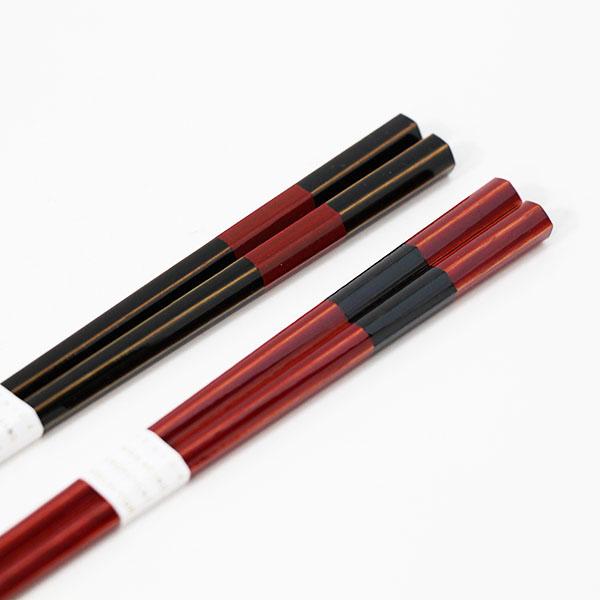 箸 木製 乙粋 六角 6角 赤 黒 若狭塗 日本製 国産 1膳 お箸 はし