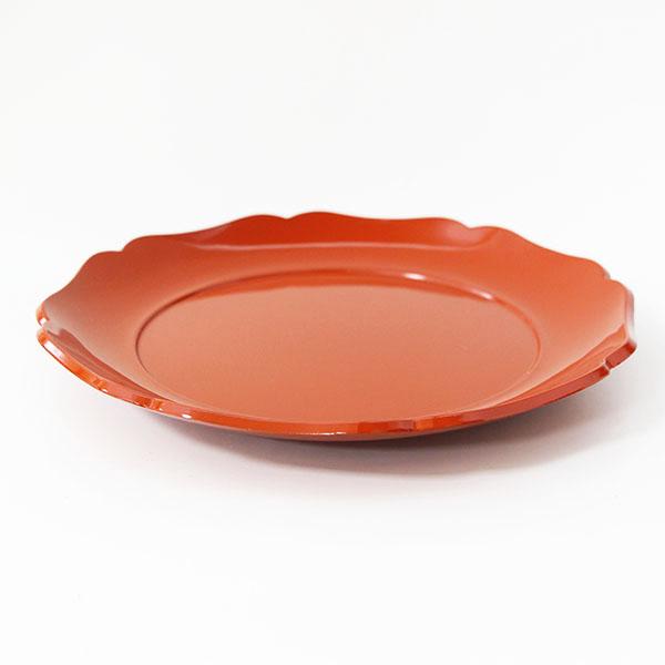 輪花皿 朱 越前漆器 業務用 食器洗浄機対応 食洗機対応 日本製 国産 皿